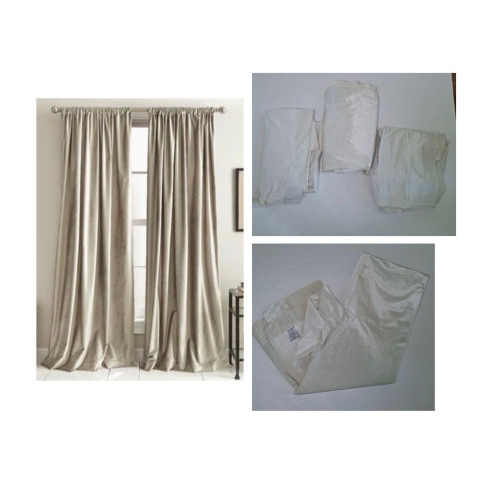 Rodeo Home Velvet Blackout Curtain Panel (3) Ivory DRA/FELIX 54x96" Rod Pocket